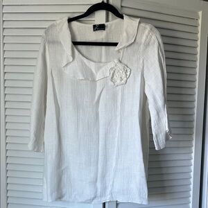 White Textured Women's Top